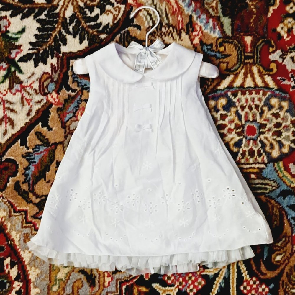 *NEW* 2 Piece White Eyelet Cotton Dress 6-9 Months